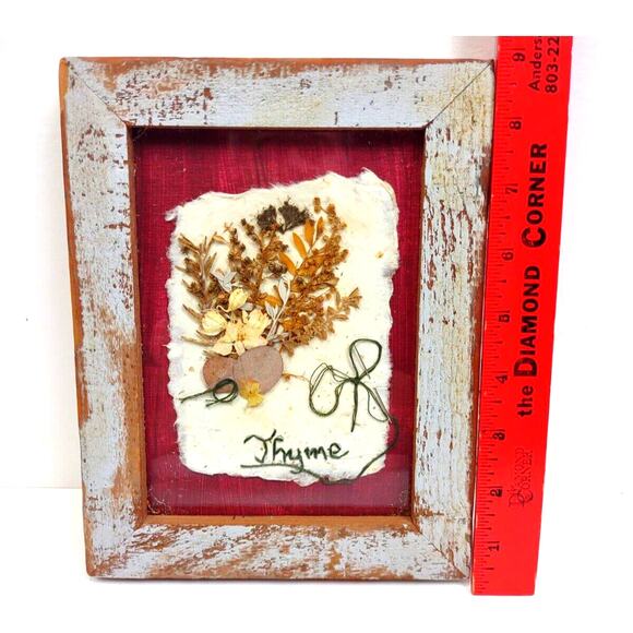Vintage Handmade Wood Framed Dried Flower Art Thyme by FlowerCrafters Wall Decor - Picture 5 of 7